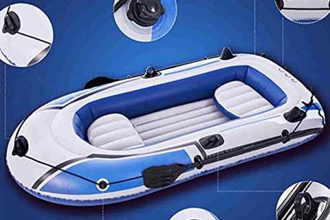 YUEBM 2 Person Inflatable Boat Canoe, Raft Inflatable Kayak with Air Pump Rope Paddle for Adults..